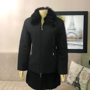 Quilted black jacket with fur color size M